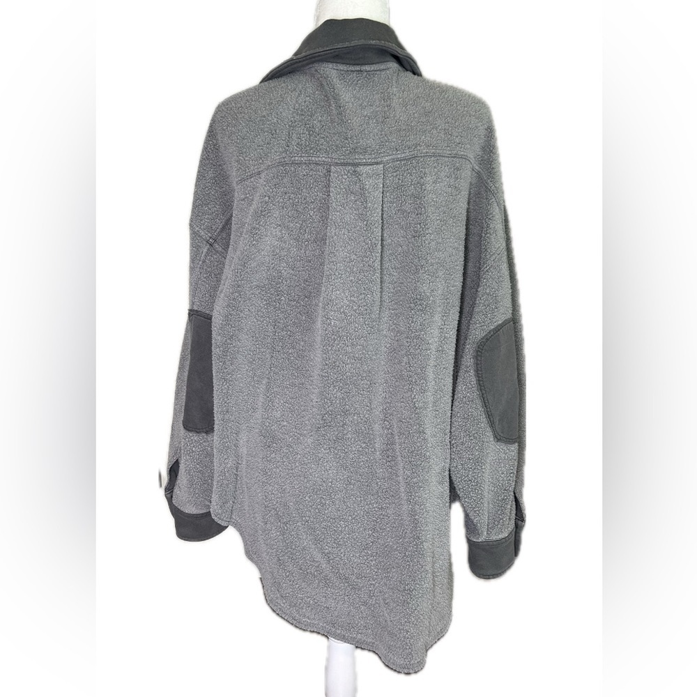 Free People Gray Ruby Oversized Fleece Shirt Jacket Shacket Eucalyptus S Small - Picture 6 of 10